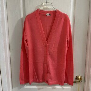 Vintage NWOT J. Crew Women Coral Long Cardigan 100% Merino Wool Size Small